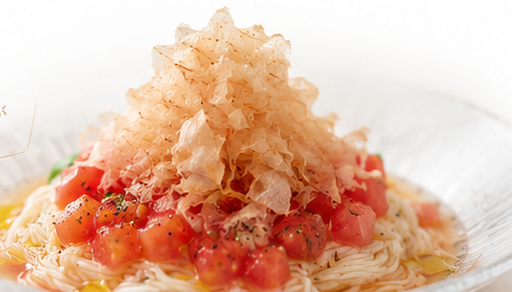 冷製トマトそうめん ベーコン節仕立て